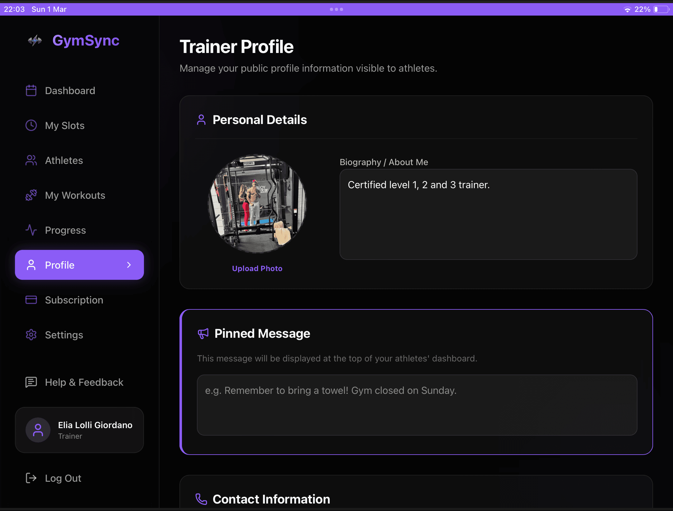 Trainer Profile Desktop